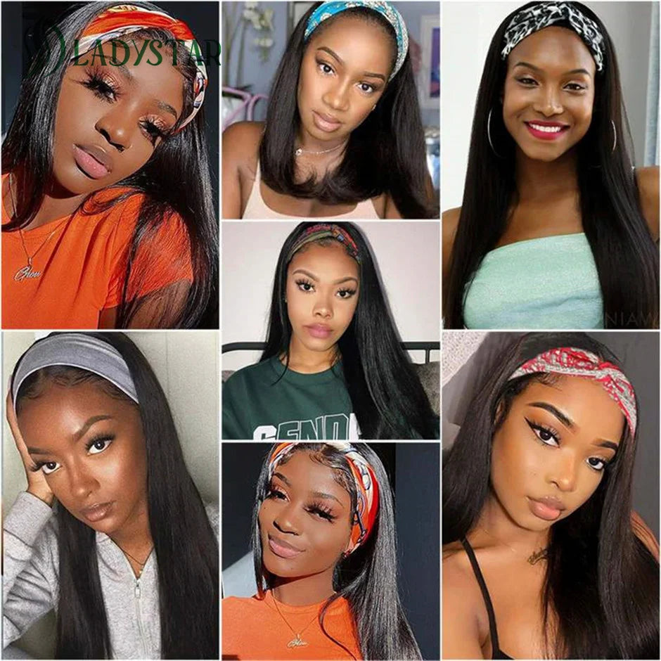 Brazilian Straight Hair Headband Wig Remy Human Hair Wigs For Women Scarf Wig Straight Hair Wigs With Headband
