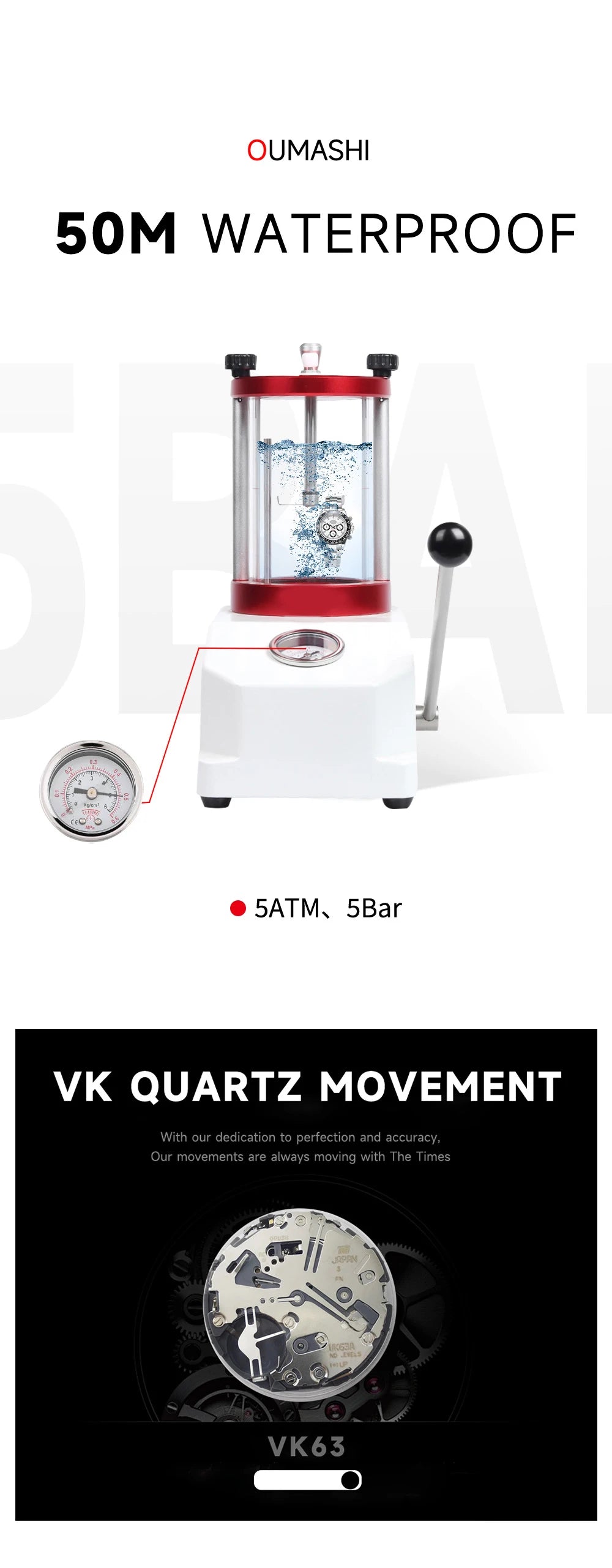 OUMASHI VK63 Man luxury panda watches Sports Quartz Watch Sapphire Stainless Steel Waterproof  Chronometer for vk63 Movement