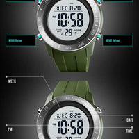 SKMEI 1524  2 Time LED Digital Wristwatches Mens Waterproof Chrono Count Down Male Hour montre homme Big Dial Sport Men Watch