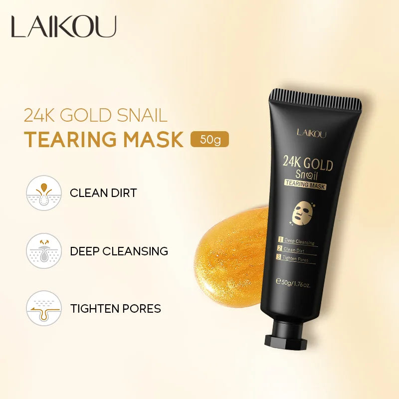 LAIKOU Sakura 24K Gold Peeling Face Mask Anti Wrinkle Whitening Acne Blackhead Removal Facial Tear Off Mask Skin Care Products