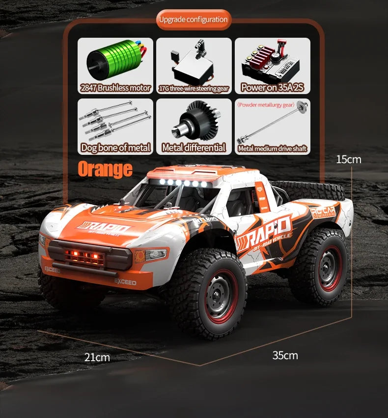 Rc Car Off Road 4x4 50km/h Or 75km/h High Speed Brushless Motor Monster Truck 1/16 Desert/Snow Racing Drift Cars Toys For Boys