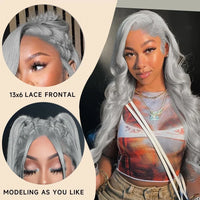 HD Silver Grey 13x6 Lace Frontal Wig 100% Vietnamese Body Wave Wigs Virgin Hair Gray Lace Front Human Hair Wis For Women On Sale