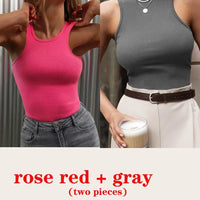 Women's Corset Summer 100% Cotton Crop Top Y2k Knitted Camis O Neck Knit Camisole Sleeveless Vest Solid Slim Tank Tops Women