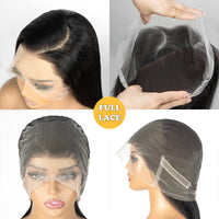 Full Lace Wig Straight Human Hair Wigs 100%Human Hair Brazilian PrePlucked Hd Lace Wigs 360 Human Hair Full Lace Wigs 250Density