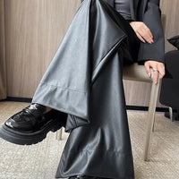 High Waist Wide Leg PU Leather Pants Women's Suit Casual Floor Length Trousers Autumn Winter New Style Loose Fit Long Pants