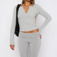 Womens V Neck Button Down Henley T Shirts Y2K Slim Fit Long Sleeve Crop Tops Basic Casual Going Out Tee Shirts