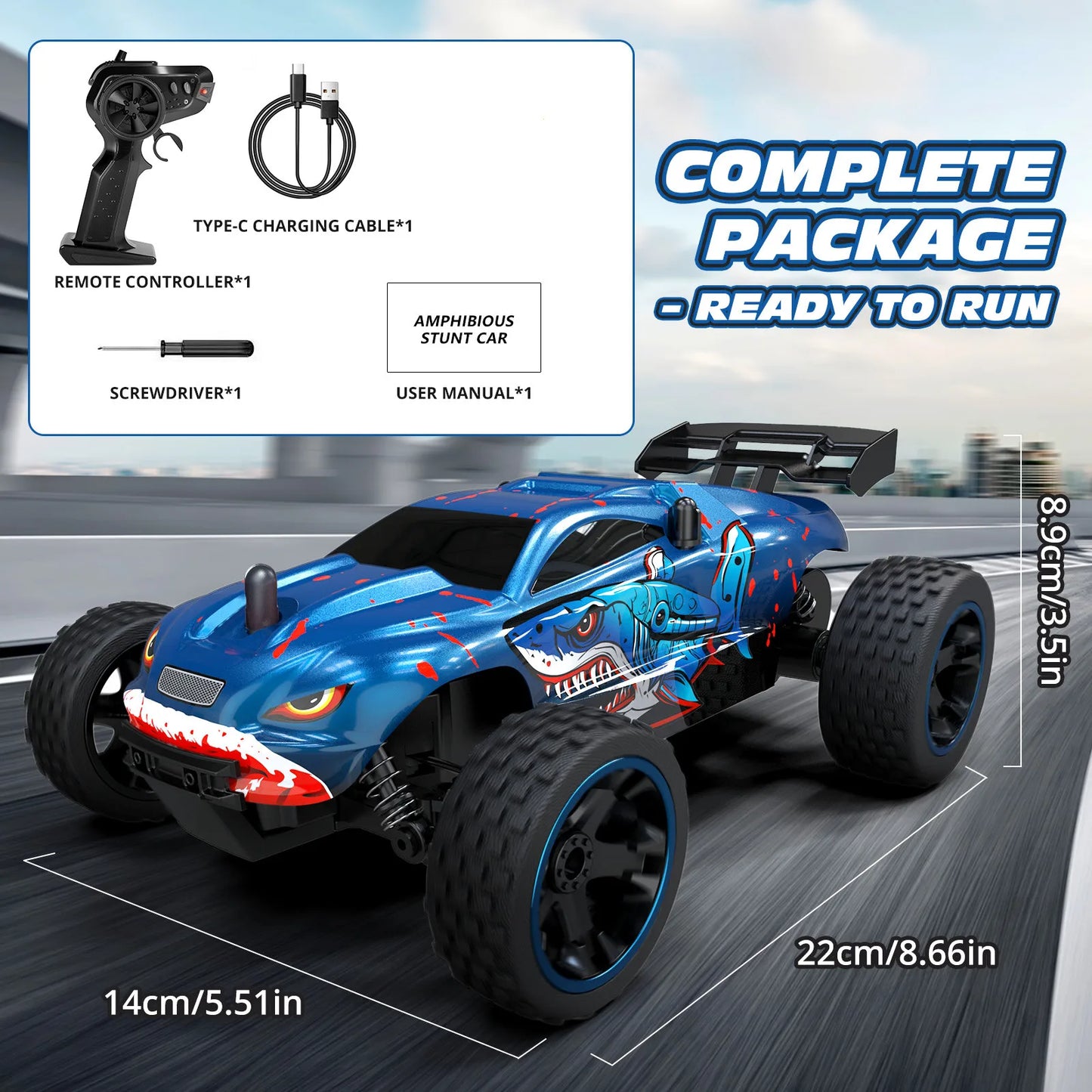 RC Cars Remote Control Car for Kids, 1:18 Scale 20 KM/H 2WD Offroad Buggy, 2.4GHz RC Racing Car with USB-C Easy Charging