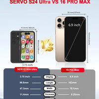 Official SERVO S24 Ultra Mini Android Smartphone 3.75" Screen 3G WCDMA 2MP Camera 1GB+16GB Play Store 2 SIM Small Cellular Phone
