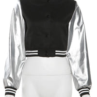 Kliou Letter Shape Patchwork Coats Women Casual Classic Panelled Long Sleeve Single Breasted Croped Jacket Female Street Outwear