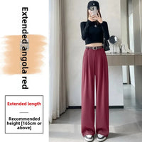 High Waist Slim Fit Straight Leg Suit Pants Wide Leg Casual Trousers Women's Autumn New Arrival Red Color Business Office Wear