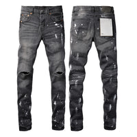 2025 Jeans Man's High Street Blue Ripped Distressed Skinny Jeans Low Rise Denim Trousers Fashion Repair Pants 9003