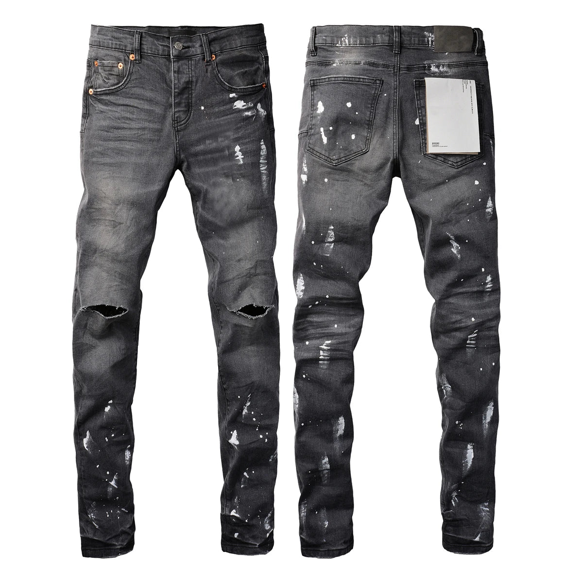 2025 Jeans Man's High Street Blue Ripped Distressed Skinny Jeans Low Rise Denim Trousers Fashion Repair Pants 9003