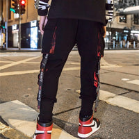 Cool Black Hip Hop Cargo Pants Gothic High Srteet Sweatpants With Pockets Korean High Wast Casual Outwear Pants Men Streetwear