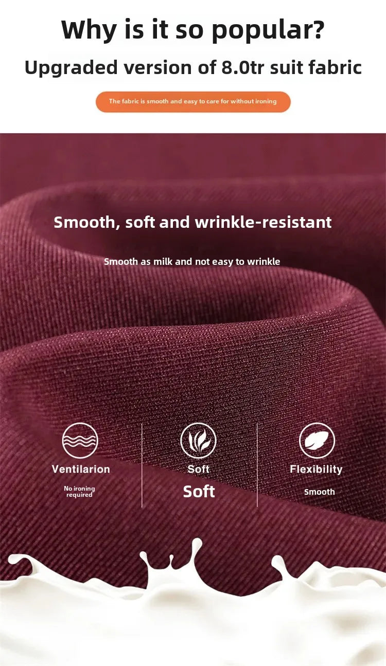 High Waist Slim Fit Straight Leg Suit Pants Wide Leg Casual Trousers Women's Autumn New Arrival Red Color Business Office Wear