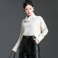 ZUZK  Warm Black PU Leather Thick Bermuda Shorts For Women Winter  Knee Length Shorts Motorcycle Punk High Waist Bermuda Femme