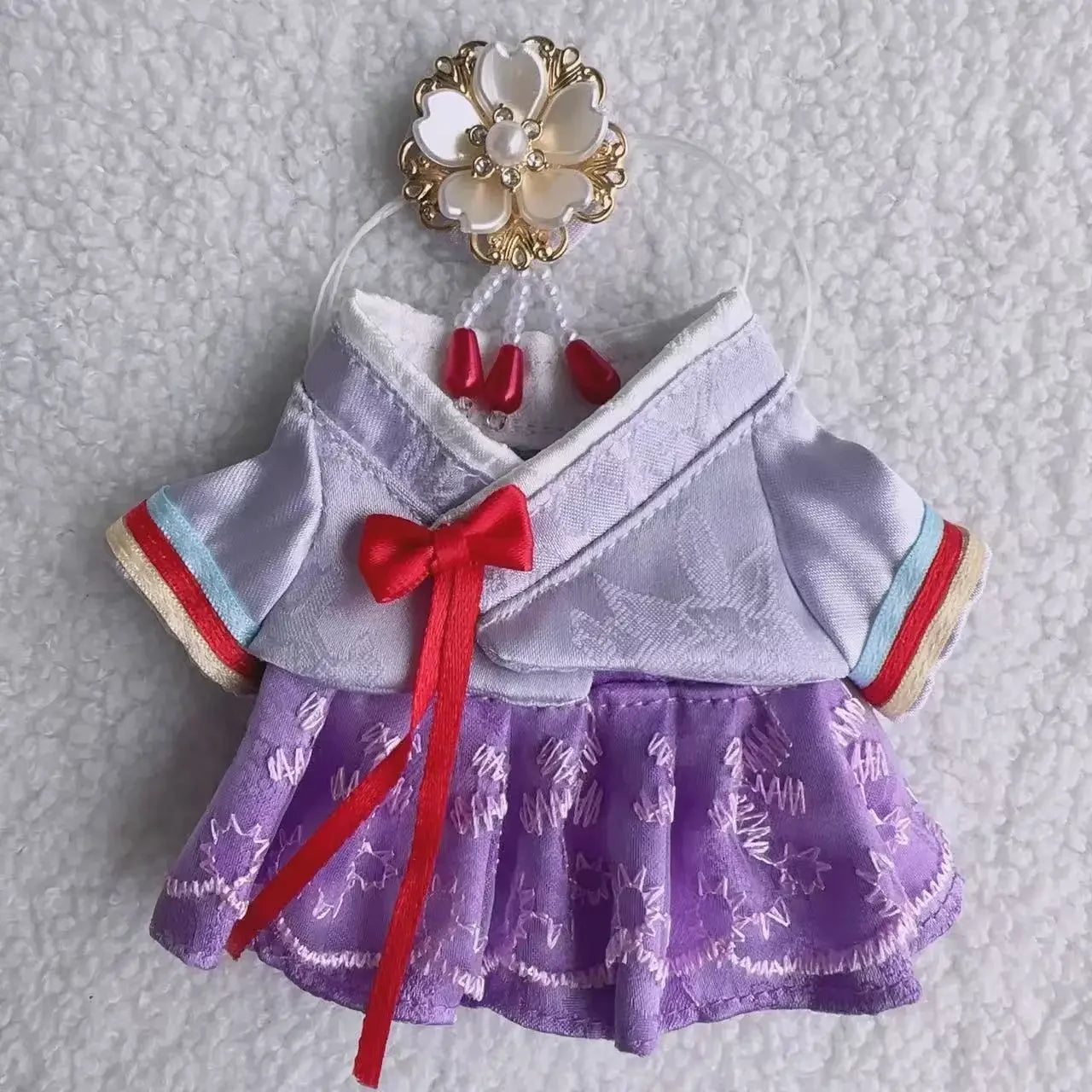 For 15/17cm Labubu Doll Accessories Labubu 3.0 Outfit Korean Traditional Style Dress Set with Hair Clip Doll Clothes