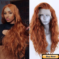 AIMEYA Yellow Hair Cosplay Synthetic Lace Front Wigs for Women Long Loose Wave Wig Free Part Heat Resistant Fiber Synthetic Wig