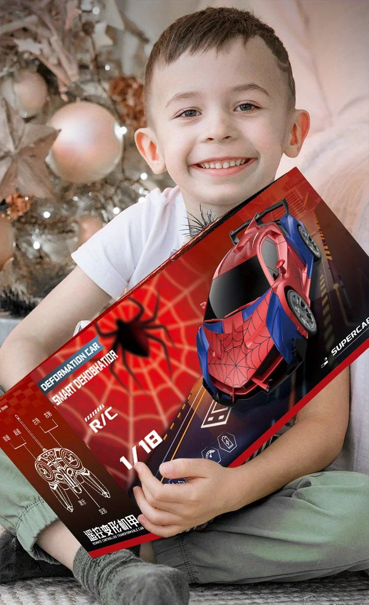 1:18 RC Transforming Car Robot Toy, LED Lights, 2.4GHz Drift Racing Vehicle, One-Button Transform, Rechargeable, 360° Rotation