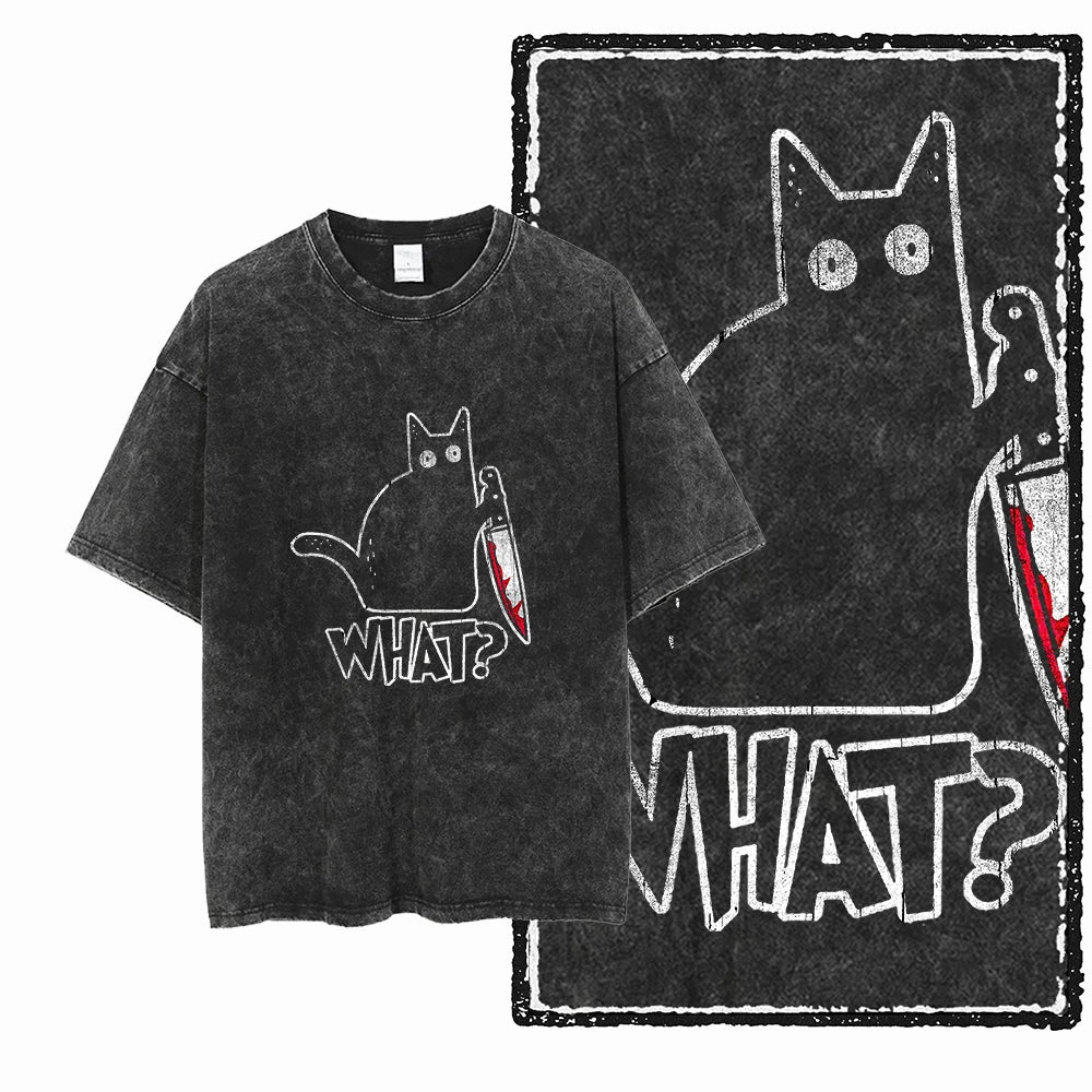 COOLMIND DB cat Printed Cotton Acid Washed Exclusive Graphic Unisex T Shirt Cool Streetwear Men Tshirts Big Size Tee for men