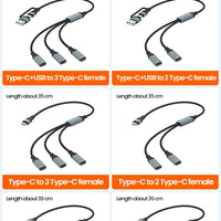 USB Type C HUB Multiple Splitter Adapter OTG Data Transfer 3/2 Port USB Power Charging Hub Cable Connector Adapter