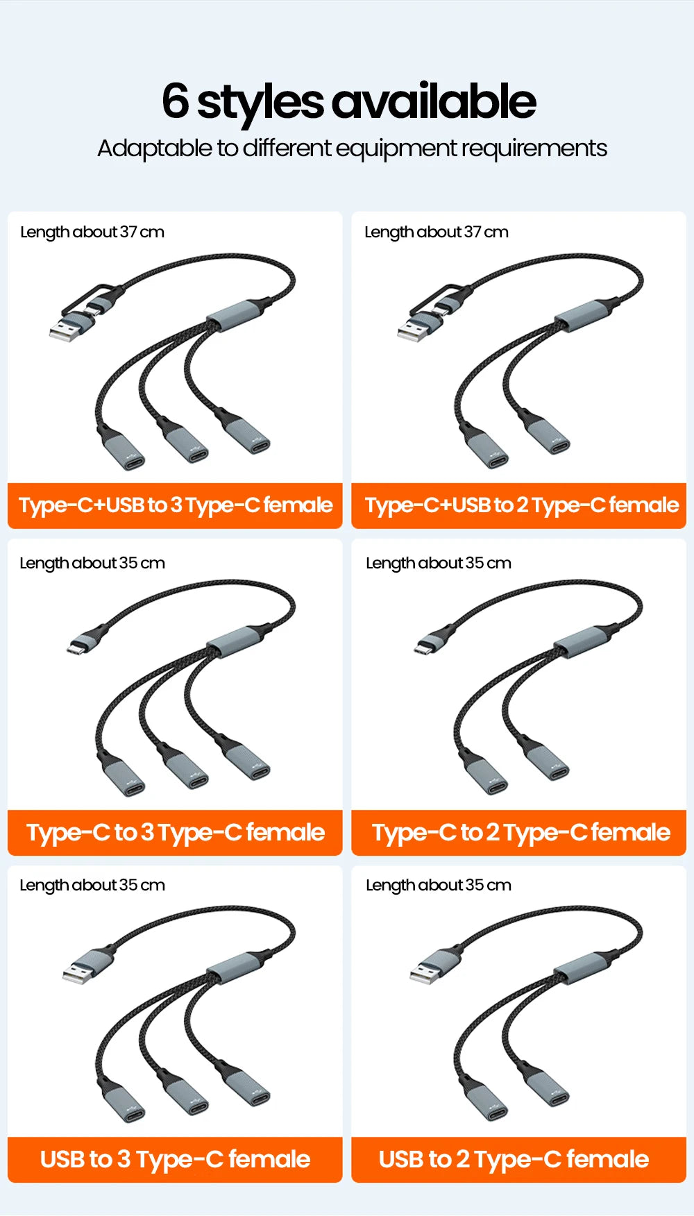 USB Type C HUB Multiple Splitter Adapter OTG Data Transfer 3/2 Port USB Power Charging Hub Cable Connector Adapter