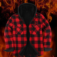 Fashion korean popular clothes winter Adding velvet and thickening long-sleeve shirts for men casual Hooded jacket plaid tops