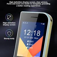 2025 New Push Button Mobile Phone 2.8' Three SIM 3SIM Bluetooth Flashlight MP3 Wireless FM Camera Vibration BigHorn CellPhone