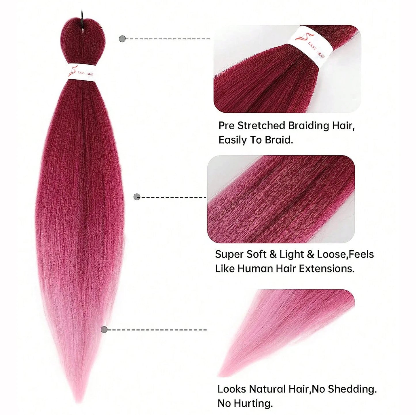 Braiding Hair Pre-stretched 26Inch Hair Extensions for Afro Crochet Braids Synthetic Fake Hair DIY Multi-Color Optio Jumbo Braid