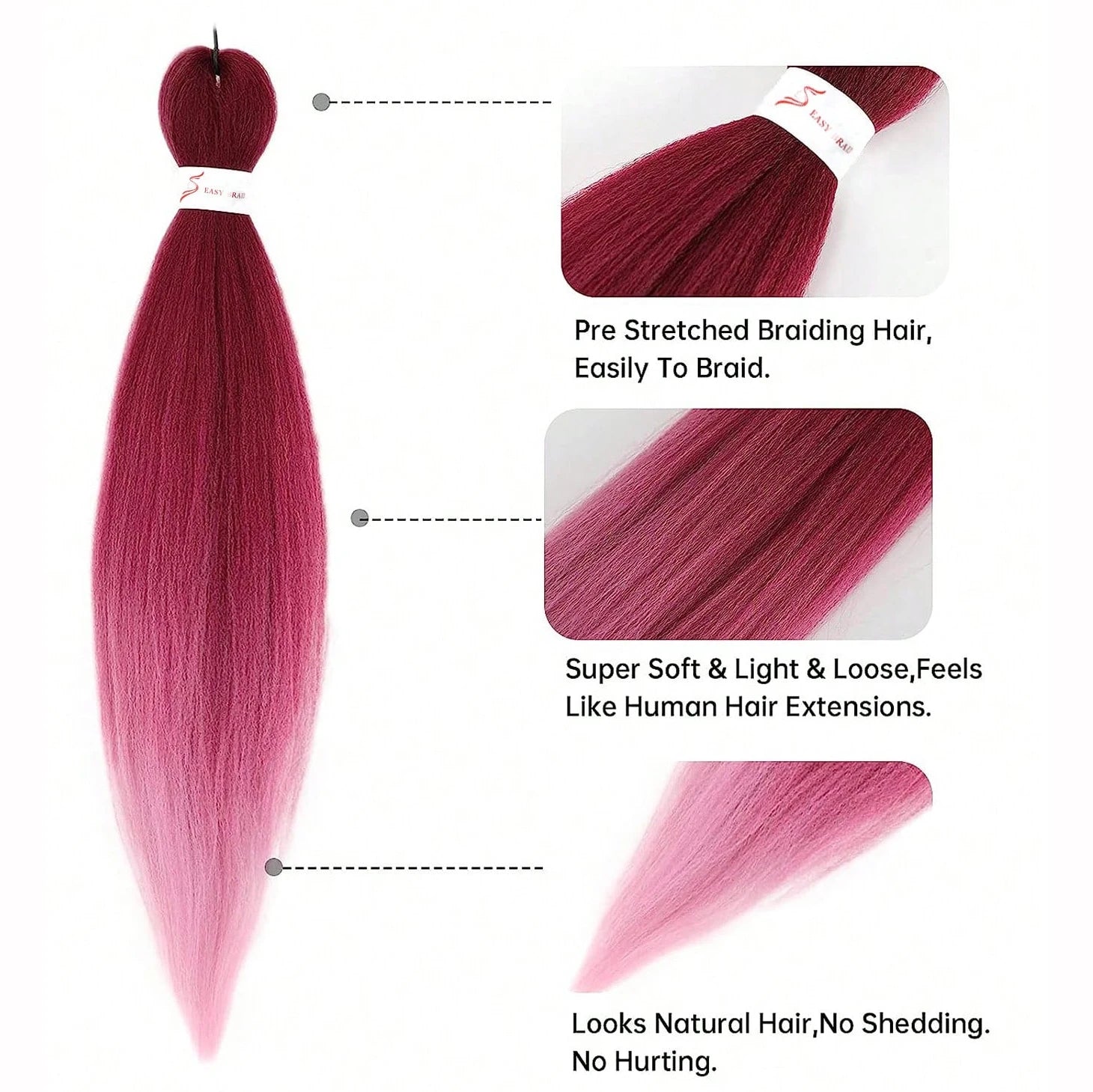 Braiding Hair Pre-stretched 26Inch Hair Extensions for Afro Crochet Braids Synthetic Fake Hair DIY Multi-Color Optio Jumbo Braid