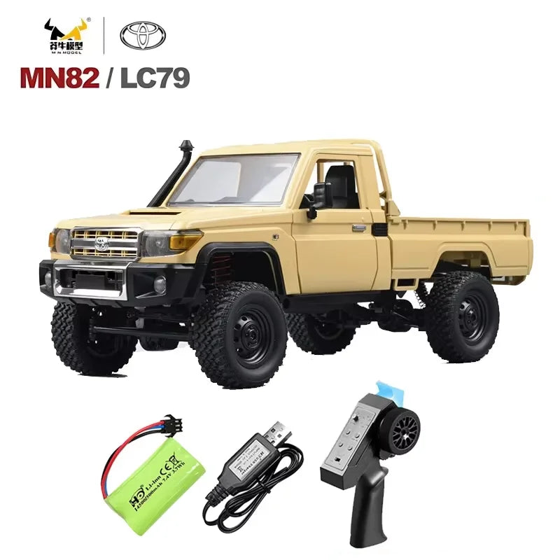 Rc Car MN82 1:12 Retro with LED Lights, Full Scale Analog LC79, Professional Four-wheel Drive Truck, Toy Truck Model RC