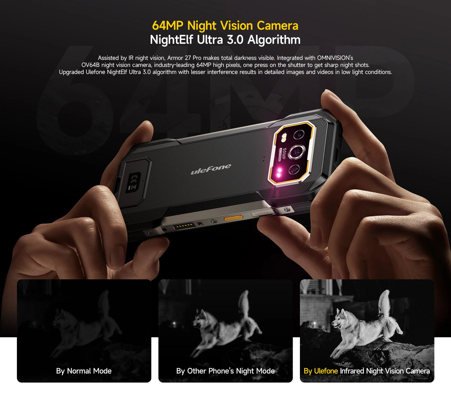 Ulefone Armor 27 Pro 5G Rugged Phone 10600mAh Smartphone 50MP Camera 64MP Night Android 14 Up to 24GB+256GB NFC Waterproof Phone