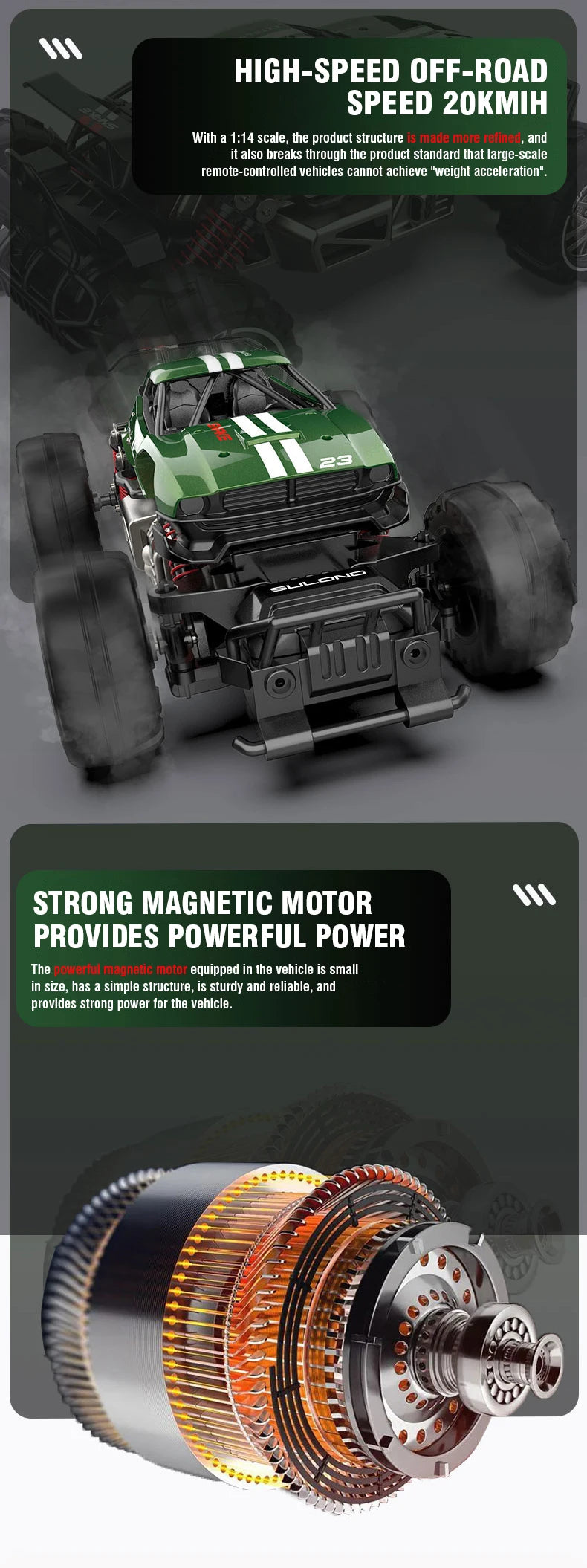 Rc Car 1/14 20Km/h High Speed Remote Control Alloy Car Off Road Crawler Climbing Truck All Terrains Toys Racing Profession Car