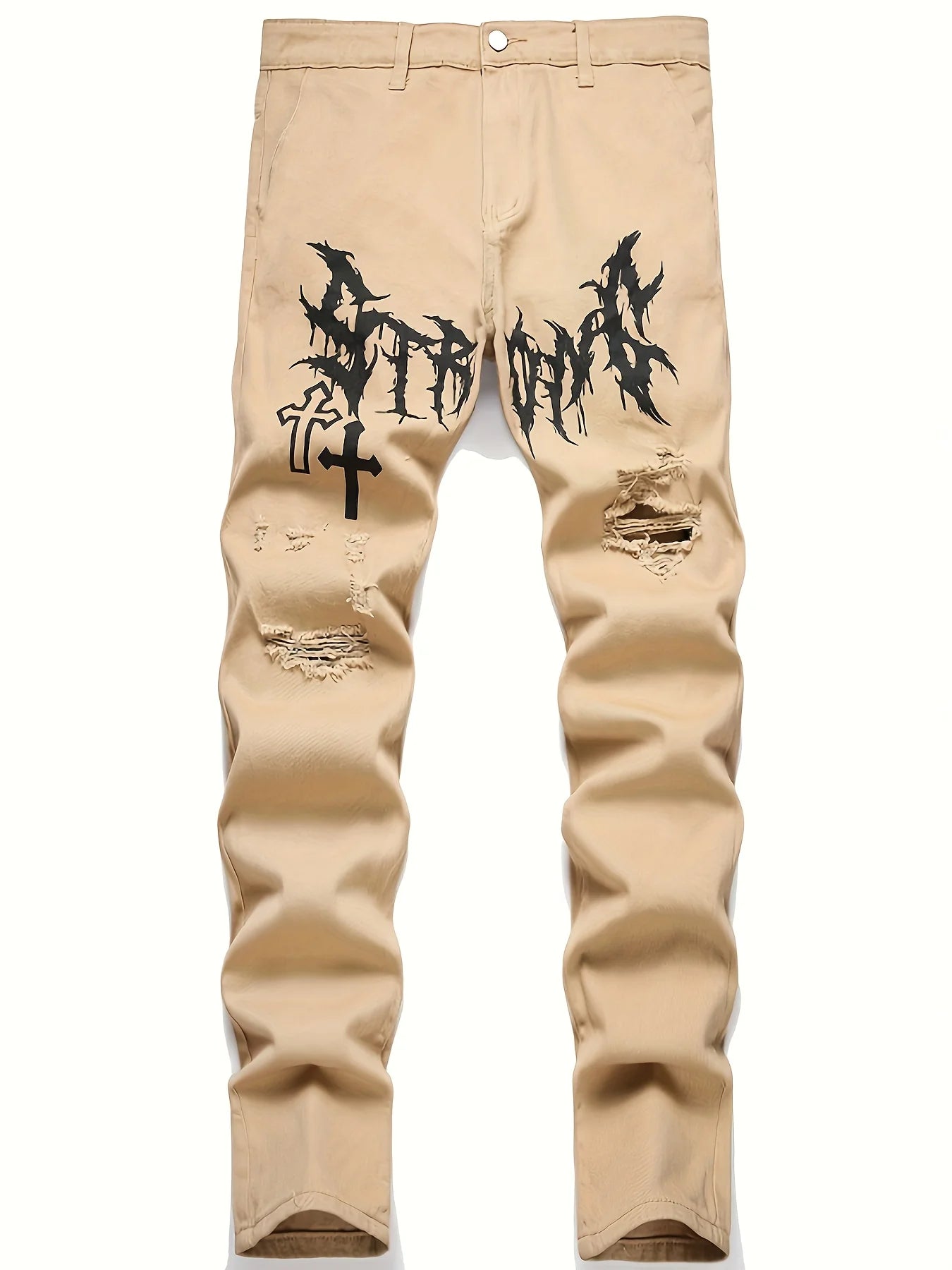Men's street paint printed jeans and jeans