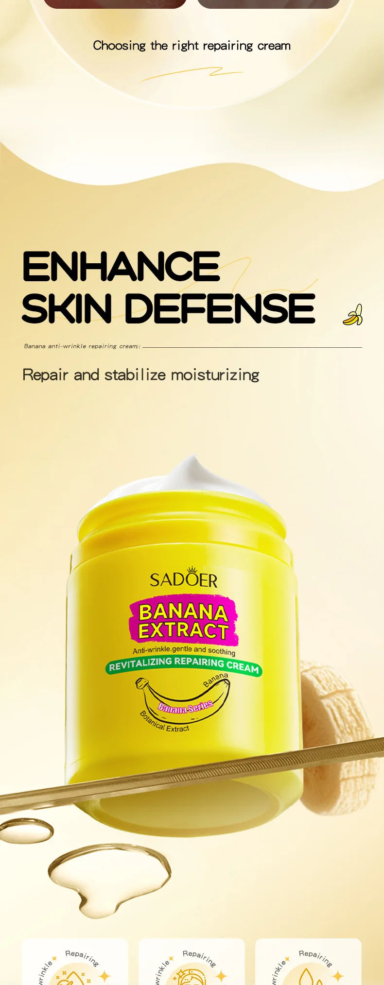 SADOER Banana Skin Brightening Cream Skincare Moisturizing Facial Creams Hydrating Face Cream Beauty Skin Care Products