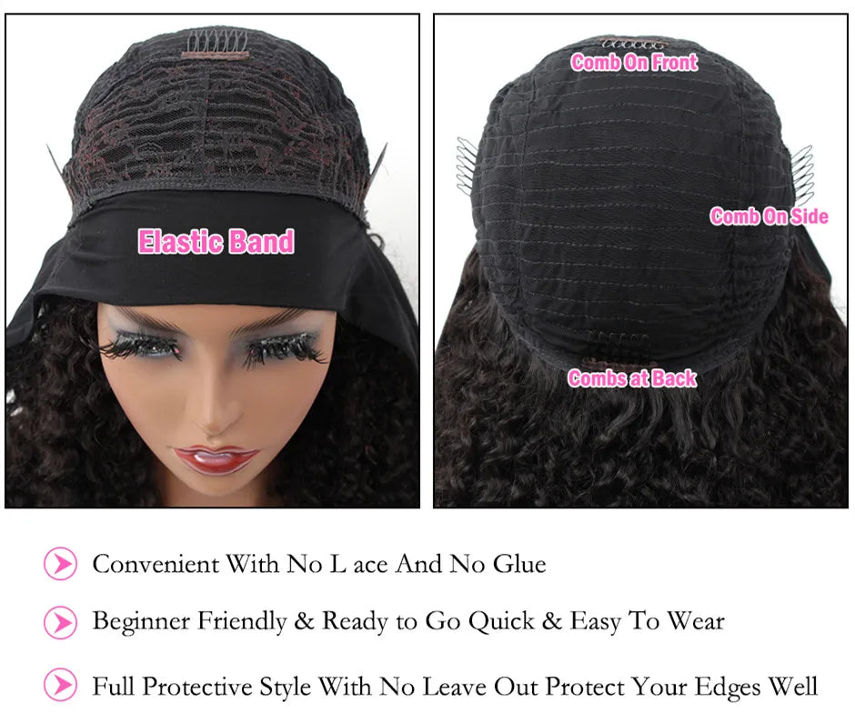 Brazilian Straight Hair Headband Wig Remy Human Hair Wigs For Women Scarf Wig Straight Hair Wigs With Headband