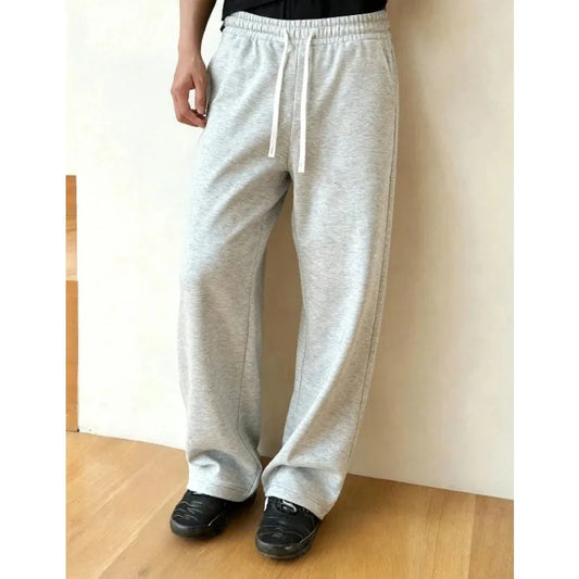 Men's casual solid-color stretch-drawstring sweatpants, loose-fitting jogging pants, perfect for all seasons, fall and winter.
