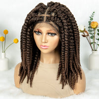 16" Full Lace Twisted Braided Wigs for Black Women Synthetic HD Lace Front Braids Wigs with Baby Hair Natural Lace Braiding Wigs