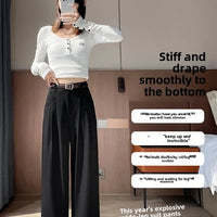 High Waist Slim Fit Straight Leg Suit Pants Wide Leg Casual Trousers Women's Autumn New Arrival Red Color Business Office Wear