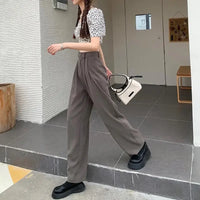 High Waist Draped Suit Pants for plus Size Women Spring Autumn Design Sensation Floor Length Casual Straight Wide Leg Long Pants