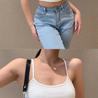 Knitted 94% Cotton Tank Tops Women Black White Sexy Low-Cut Back Cross Crop Tops For Women Streetwear Slimming Sports Vest