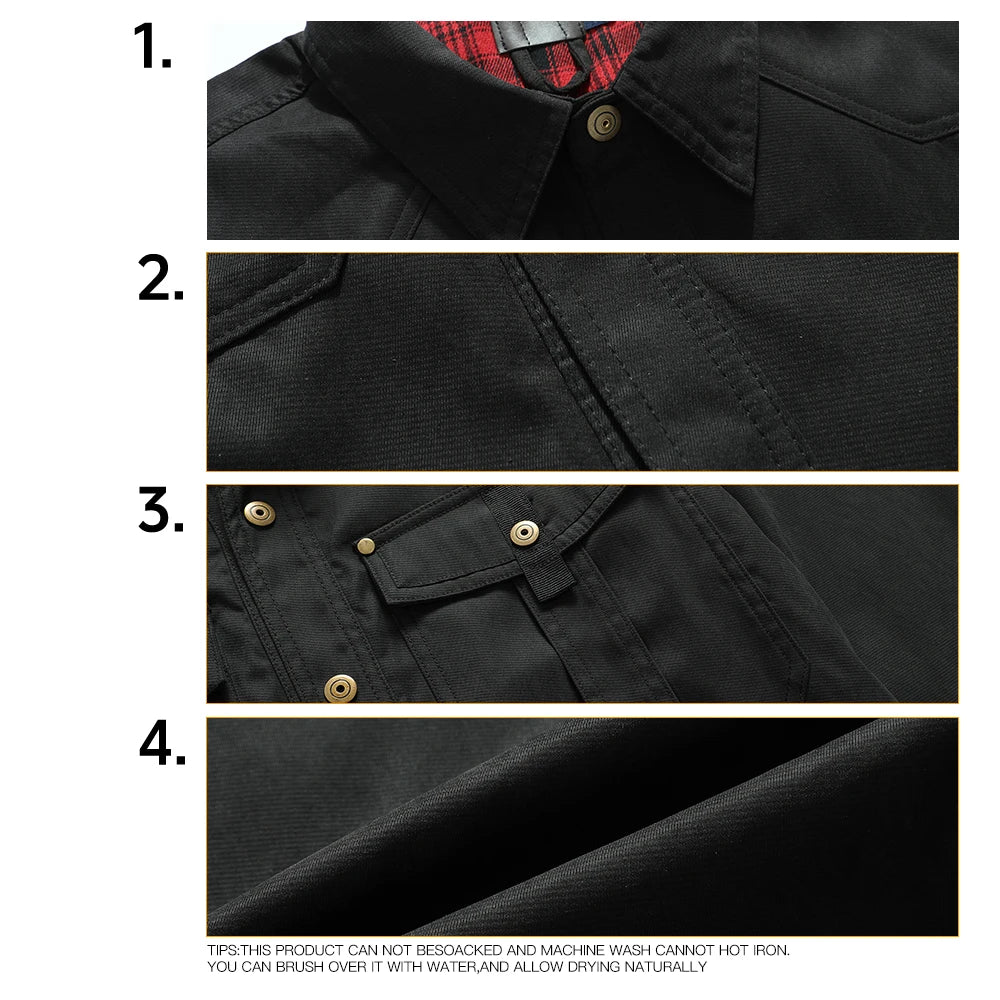 Men's Jackets Spring Flannel Lined Shirt Coat Shacket Casual Snap Button Overshirt Western Cowboy Style High Quality Top US Size