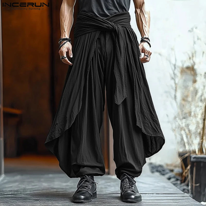 Fashion INCERUN Summer Spring Men Casual Pants Harem Pant Pleated Long Trousers Streetwear Oversize Men's Clothing S-5XL