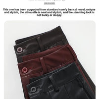 High Waist Wide Leg PU Leather Pants Women's Suit Casual Floor Length Trousers Autumn Winter New Style Loose Fit Long Pants