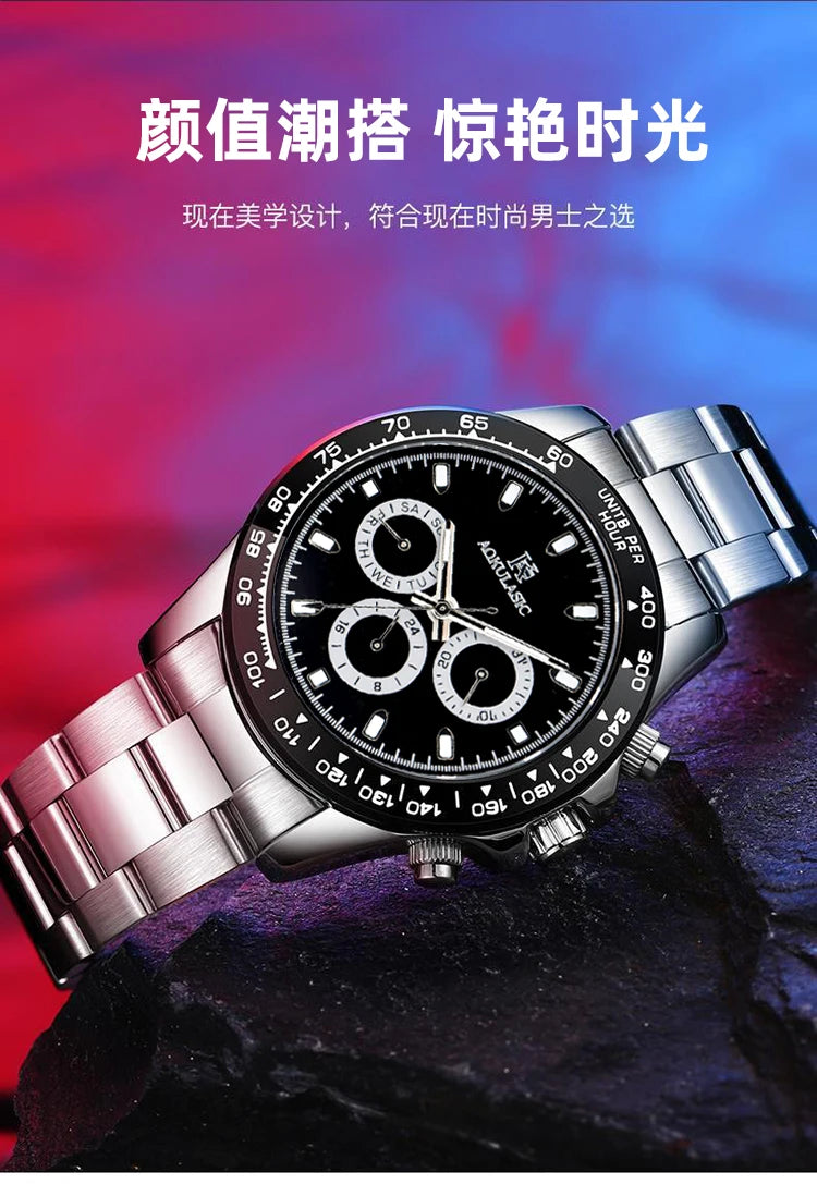 AOKULASIC Top Brand Fashion Men Wristwatch Automatic Mechanical Watches Day Display Reckon By Time Luminous Waterproof Watch