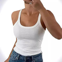 Y2K Slim Tank Tops Summer Lady Backless Solid Color Stretch Streetweaer Vests SSFZC-2501