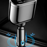 Elough Retractable Car Charger 5 in 1 Fast Charging Car Charger Retractable Cable 2 type c Ports Car Charger Adapter Compatible