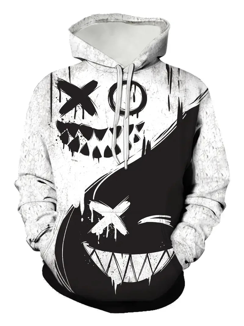 Men's Creative Smiling Face Pattern Printed Hoodie Fashionable Men's Trendy Hoodie Casual Design Hoodie With Pocket Streetwear