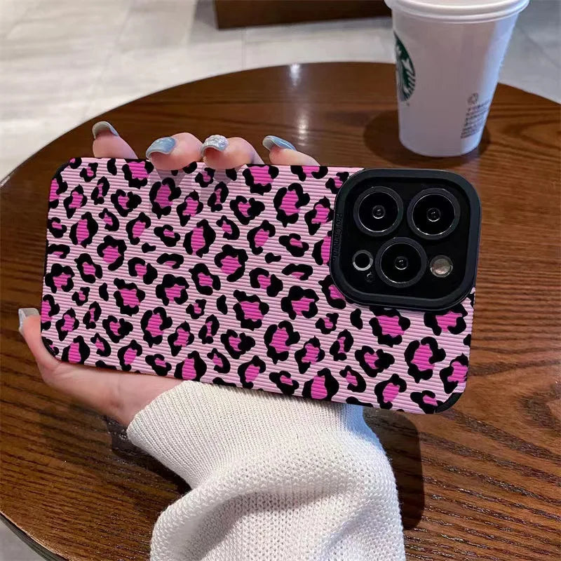 Fashion Soft Phone Cases For iPhone 13 12 MINI 11 14 15 16 Pro Max XS Max XR 7 8 Plus Leopard Pattern Silicone Case Back Cover