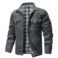 Men's Jackets Spring Flannel Lined Shirt Coat Shacket Casual Snap Button Overshirt Western Cowboy Style High Quality Top US Size