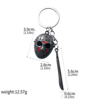 Horror Movie Keychain Jason Hockey Mask Kinfe Metal Keyring For Children Halloween Jewelry Gift